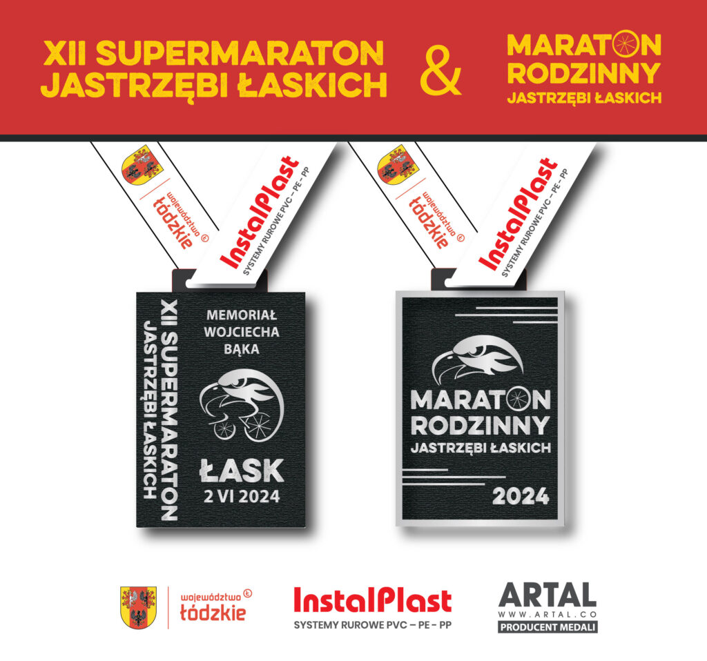 Projekt medalu na XII Supermaraton Jastrzębi Łaskich